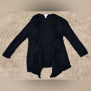Chico’s Black Open Front Ruffle Cardigan Size 0 (US Size Small) Light Weight